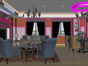 panoramic american style living room restaurant space 26 Modèle 3D