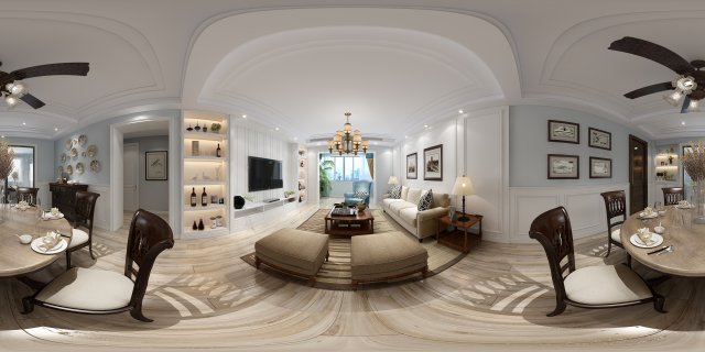 panoramic american style living room restaurant space 27 3D 모델 .c4d .max .obj .3ds .fbx .stl .blend