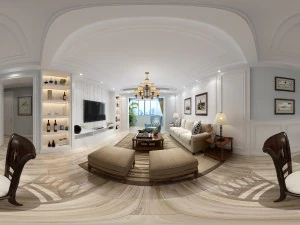 panoramic american style living room restaurant space 27 3D Model