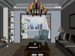 panoramic american style living room restaurant space 27 3D 모델