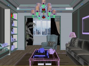 panoramic american style living room restaurant space 27 3D 모델