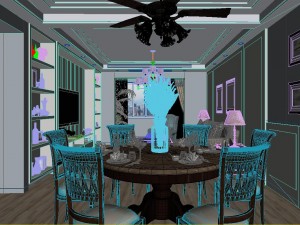 panoramic american style living room restaurant space 27 3D 모델