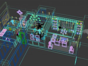 panoramic american style living room restaurant space 27 3D 모델