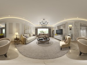 panoramic american style living room restaurant space 28 3D-Modell