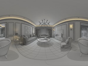 panoramic american style living room restaurant space 28 Model 3D