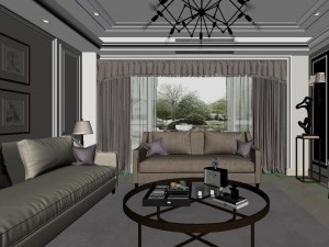 panoramic american style living room restaurant space 28 Model 3D
