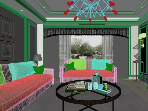 panoramic american style living room restaurant space 28 Model 3D