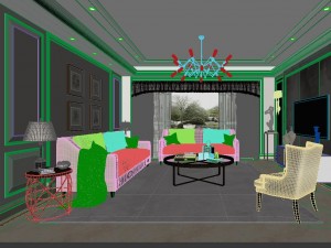 panoramic american style living room restaurant space 28 Model 3D