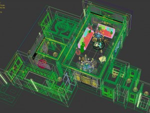 panoramic american style living room restaurant space 28 Model 3D