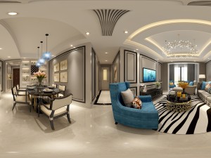 panoramic american style living room restaurant space 29 3D मॉडल
