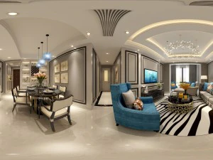 panoramik amerikan tarzı oturma odası restoran alanı 29 3D Model