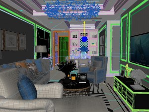 panoramic american style living room restaurant space 29 3D 모델