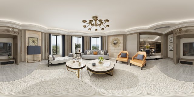 panoramic american style living room restaurant space 30 3D 모델 .c4d .max .obj .3ds .fbx .stl .blend 