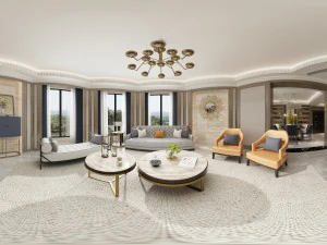 パノラマアメリカンスタイルのリビングルームレストランスペース30 3Dモデル