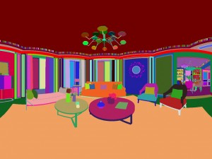 panoramic american style living room restaurant space 30 3D 모델