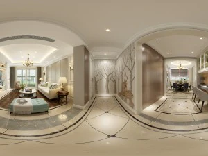 soggiorno panoramico in stile americano spazio ristorante 31 Modello 3D