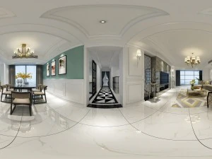 panoramik amerikan tarzı oturma odası restoran alanı 32 3D Model