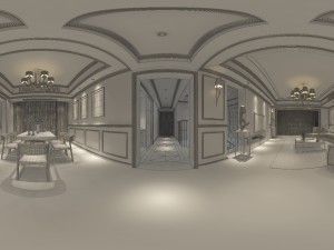 panoramic american style living room restaurant space 32 3D Model