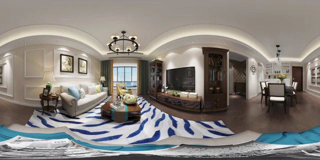 panoramic american style living room restaurant space 33 3D Model .c4d .max .obj .3ds .fbx .stl .blend