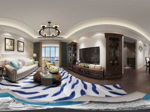 panoramic american style living room restaurant space 33 3D Model