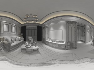 panoramic american style living room restaurant space 33 Modello 3D