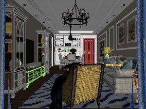 panoramic american style living room restaurant space 33 Modello 3D