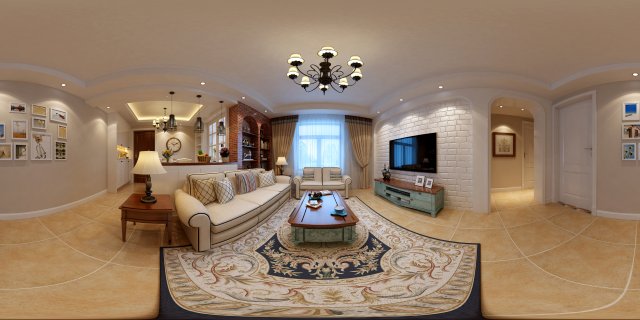 panoramic american style living room restaurant space 34 3D 모델 .c4d .max .obj .3ds .fbx .stl .blend 