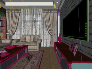 panoramic american style living room restaurant space 34 3D 모델