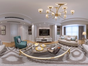 panoramic american style living room restaurant space 35 3D Model