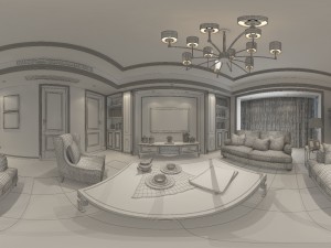 panoramic american style living room restaurant space 35 Modèle 3D