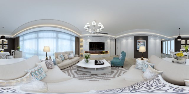 panoramic american style living room restaurant space 36 Modelo 3D .c4d .max .obj .3ds .fbx .stl .blend