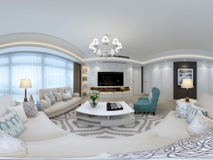 panoramic american style living room restaurant space 36 3D Model