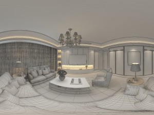 panoramic american style living room restaurant space 36 Modelo 3D