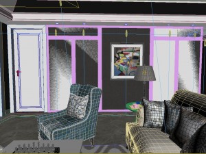 panoramic american style living room restaurant space 36 Modelo 3D