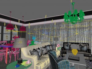 panoramic american style living room restaurant space 36 Modelo 3D