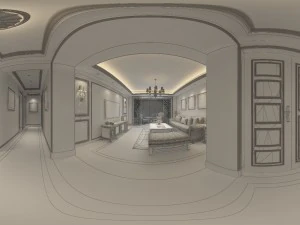 Salon panoramique de style am&eacute;ricain espace restaurant 37 Modèle 3D