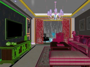 panoramic american style living room restaurant space 37 3D Model