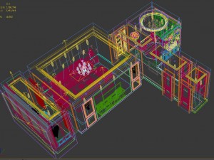 panoramic american style living room restaurant space 37 3D Model