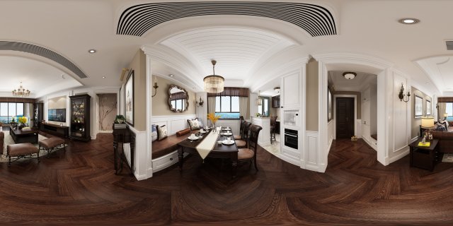 panoramic american style living room restaurant space 38 3D-Modell .c4d .max .obj .3ds .fbx .stl .blend 