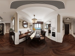 panoramic american style living room restaurant space 38 3D Model