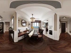 panoramic american style living room restaurant space 38 3D Model