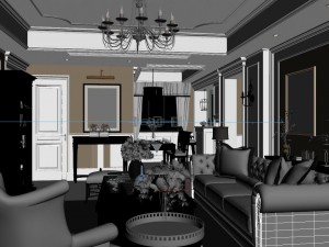 panoramic american style living room restaurant space 38 3D-Modell