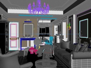 panoramic american style living room restaurant space 38 3D-Modell