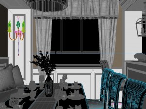 panoramic american style living room restaurant space 38 3D-Modell