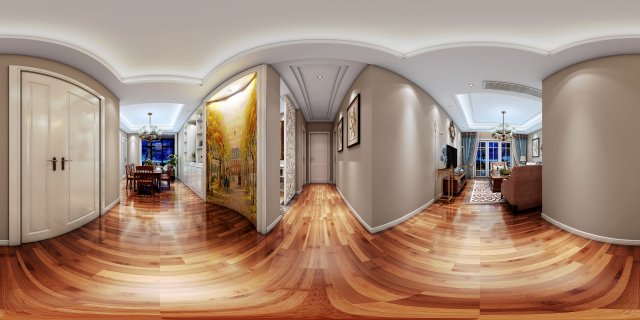 panoramic american style living room restaurant space 39 Modello 3D .c4d .max .obj .3ds .fbx .stl .blend 