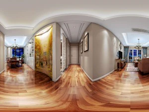 panoramic american style living room restaurant space 39 3D Model