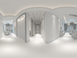 panoramic american style living room restaurant space 39 Modello 3D