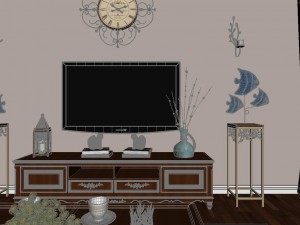 panoramic american style living room restaurant space 39 Modello 3D