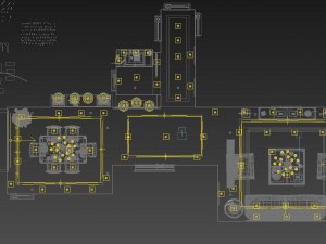 panoramic american style living room restaurant space 39 Modello 3D