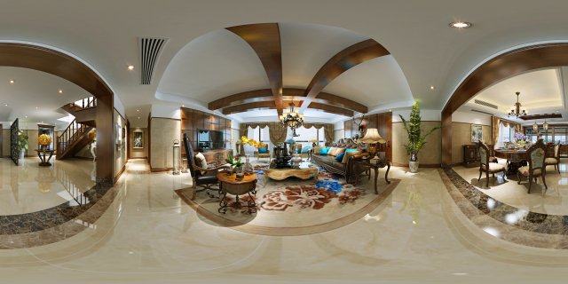 panoramic american style living room restaurant space 40 3D 모델 .c4d .max .obj .3ds .fbx .stl .blend 